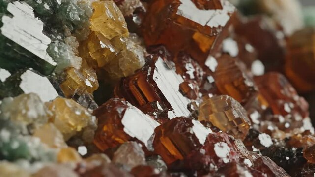 Green and Brown Vesuvianite Gemstone Crystals Up Close