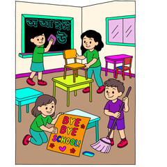 children playing in the classroom