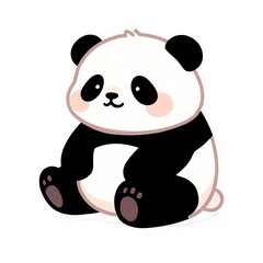 Adorable cartoon panda bear sitting with cute facial expression