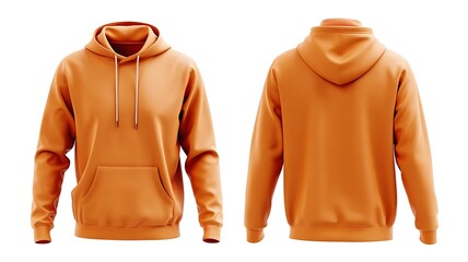 Orange hoodie on white background