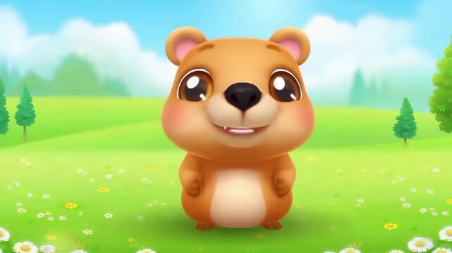 Cute capybara cartoon character.