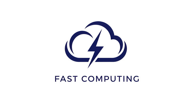 Minimalist Vector Logo of Cloud with Lightning Bolt for Fast Computing