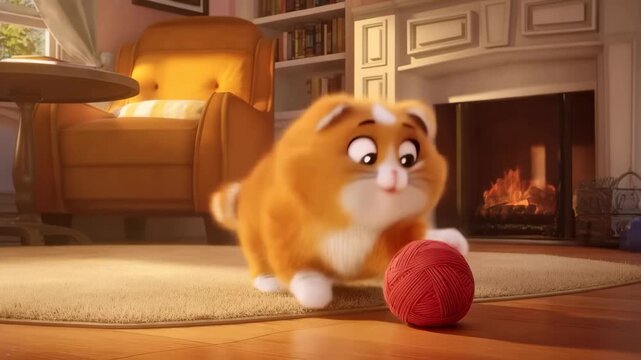 Cute funny cat in cartoon style.