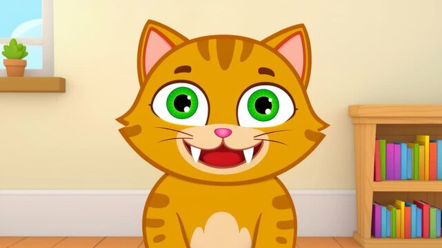 Cute funny cat in cartoon style.