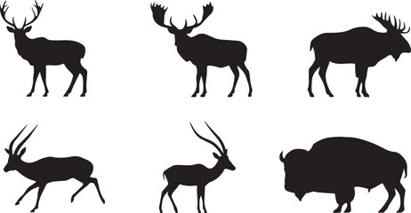 Fototapeta premium A striking black silhouette of a running antelope on transparent background