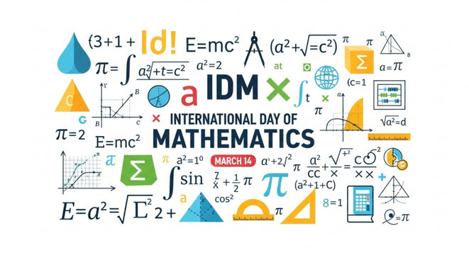 Mathematics symbols and equations on international day of mathematics march 14th celebrating math concepts and formulas