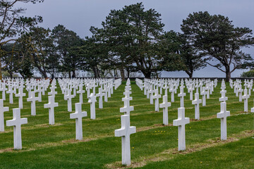 Obraz premium Colleville-sur-Mer,, Normandy, France - April, 26th, 2025 - World War II American Cemetary and Memorial