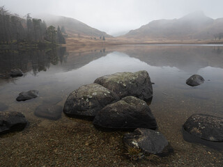 mountain lake in the morning