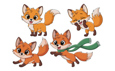Obraz premium Playful Young Fox Characters Illustration for Childrens Book and Autumn Design