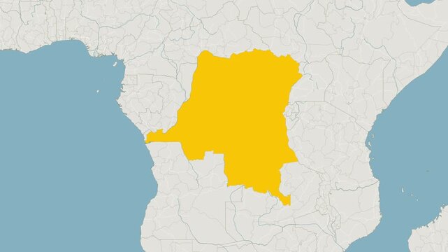 World Map Country Zoom Animation - Democratic Republic of the Congo