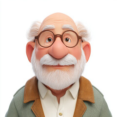 Friendly 3D Elderly Man Cartoon Character