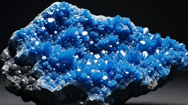 Intense Blue Cavansite Crystal Formation Macro