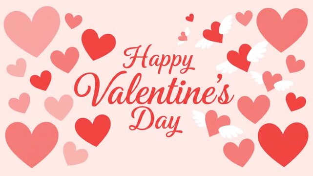 A sweet and simple Happy Valentines Day animated greeting card with a pattern of red and pink hearts, perfect for a charming and heartfelt message