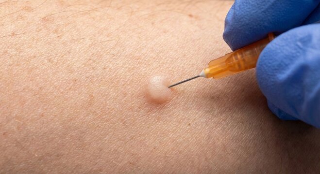 Medical Wheal Formation During Intradermal Test.