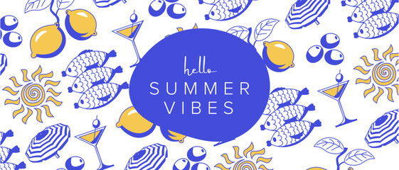 Hello summer vibes background, summer banner, cover