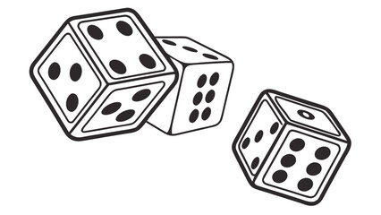 Three dice stacked in dynamic motion for business risk strategy