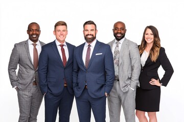 Diverse business team standing together in professional attire