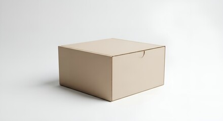 Plain Beige Cardboard Storage Box with Lid in Minimalist Style