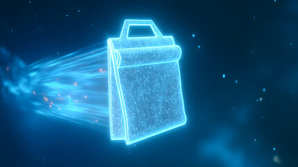 Fototapeta premium Secure digital briefcase icon with glowing data trails, cybersecurity protection, encrypted data transfer, secure file storage, and digital privacy concept