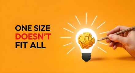 Concept illustrating the critical business message one size doesn't fit all emphasizing unique solutions and customized approaches over standardization in problem solving and creative endeavors.