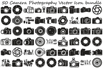 Camera Photography Vector Icon Bundle