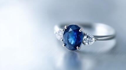 Luxury sapphire gemstone ring, centerpiece on clean background, elegant solo jewelry shot