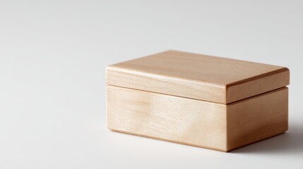 Obraz premium Plain wooden jewelry box on white background, simple and stylish, product-focused shot