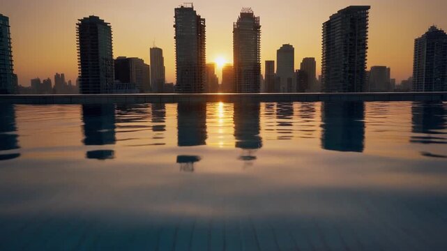 chicago skyline at sunset