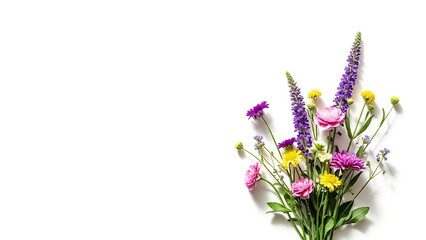 Obraz premium Vibrant bouquet of colorful flowers on white background
