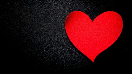 Obraz premium devotion. Minimalist red heart on a textured black surface, symbolizing love and gratitude. wellbeing guides, coaching materials, designed for mental health education and mindfulness programs. 
