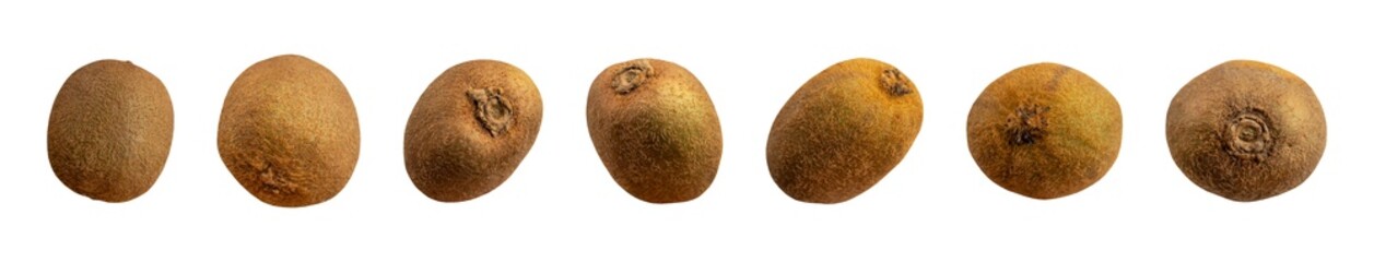 Fototapeta premium Whole ​​ripe kiwis isolated on transparent background. Kiwi collection, healthy fruit cut out along the contour. With clipping path. Food object for design, layout, advertising