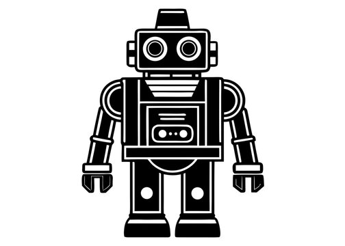 Retro robot illustration isolated on transparent background