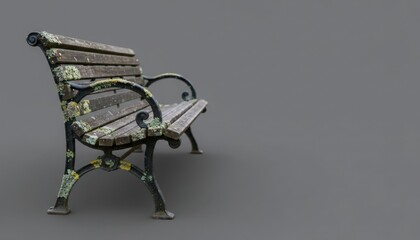 Weathered Wooden Bench Against Dark Background Evokes Solitude and Quiet Reflection