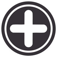 Obraz premium Rounded white plus sign symbol in a dark gray circle icon representing addition and new content