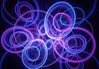 Vibrant fractal loops in neon hues abstract space artwork design
