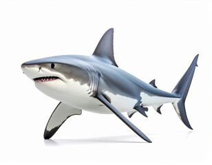Obraz premium Aggressive Shark, Dangerous Sea Predator over White Background