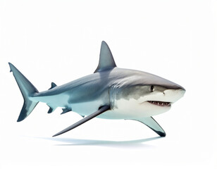 Fototapeta premium Aggressive Shark, Dangerous Sea Predator over White Background