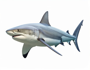 Obraz premium Aggressive Shark, Dangerous Sea Predator over White Background
