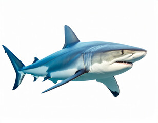 Obraz premium Aggressive Shark, Dangerous Sea Predator over White Background
