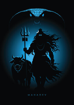 Lord Shiva and Nandi Minimal Poster, Mahadev Minimal Poster