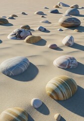 Zen Garden Rocks on Textured Sand Dunes in Neutral Colors Palette