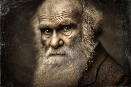 Authentic wet plate collodion portrait of an elderly man with a long beard taken indoors