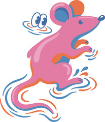 Cartoon Pink Mouse with Googly Eyes