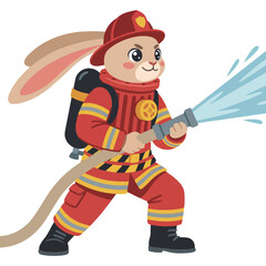 Rabbit Firefighter Cartoon