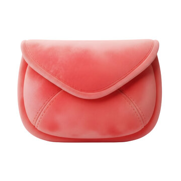 Cute 3D coral clutch bag isolated on a transparent background
