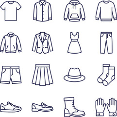 Clothing and Accessories Line Icons
