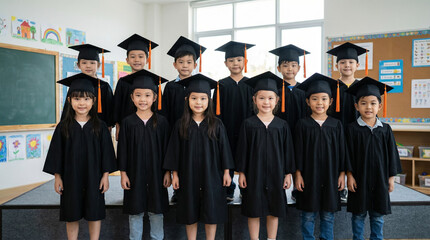 Obraz premium Kindergarten Graduation Class Portrait Indoors