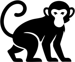 Fototapeta premium Black Silhouette of a Monkey.