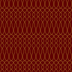 Elegant seamless pattern featuring intricate golden decorative lines on a luxurious deep maroon background Vector