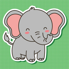 Obraz premium Cute Cartoon Baby Elephant Sticker Vector Art